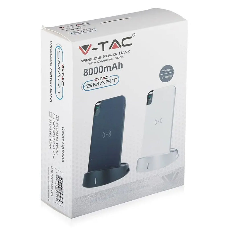 Power bank wireless 8000 mAh cu stand, negru V-Tac SKU-8863