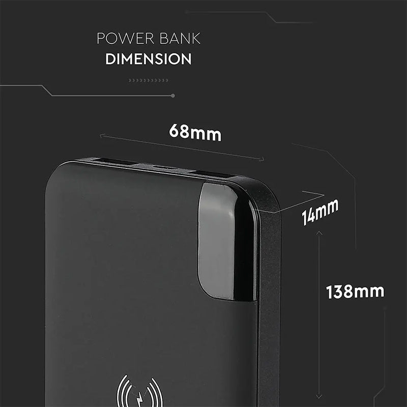 Power bank wireless 8000 mAh cu stand, negru V-Tac SKU-8863
