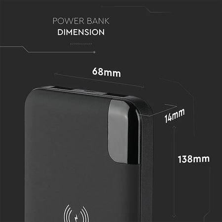 Power bank wireless 8000 mAh cu stand, negru V-Tac SKU-8863