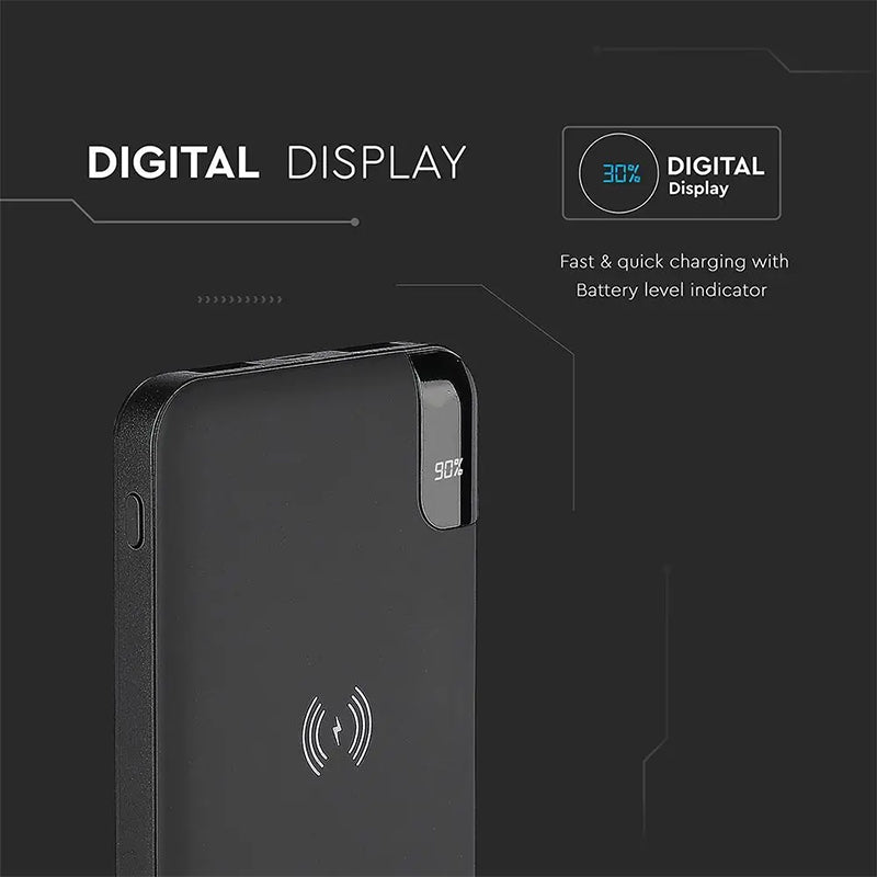 Power bank wireless 8000 mAh cu stand, negru V-Tac SKU-8863