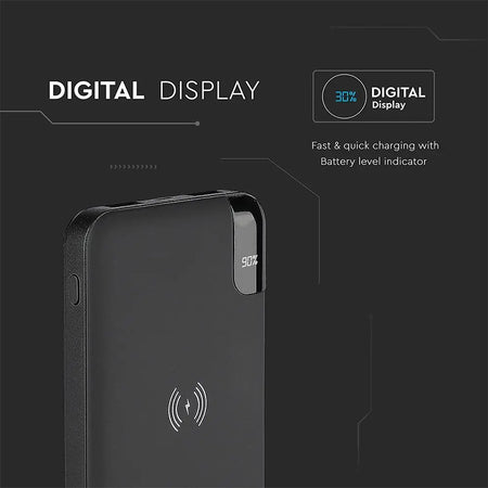 Power bank wireless 8000 mAh cu stand, negru V-Tac SKU-8863