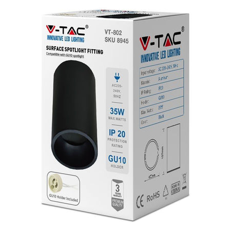 Corp iluminat montaj perete soclu GU10 negru V-Tac SKU-8945