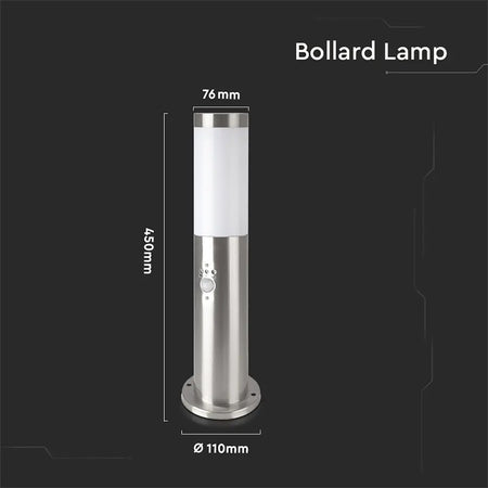 Stâlp iluminat cu senzor, soclu E27, max. 60 W, satin nichel, V-Tac SKU-8964
