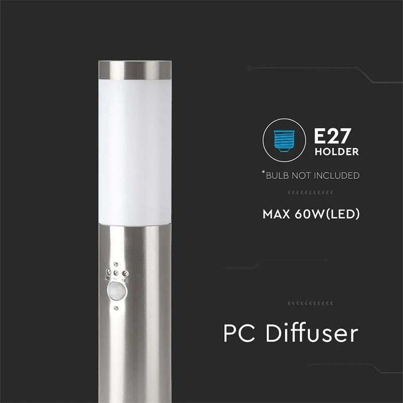 Stâlp iluminat cu senzor, soclu E27, max. 60 W, satin nichel, V-Tac SKU-8964