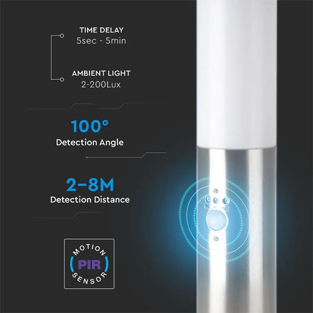 Stâlp iluminat cu senzor, soclu E27, max. 60 W, satin nichel, V-Tac SKU-8964