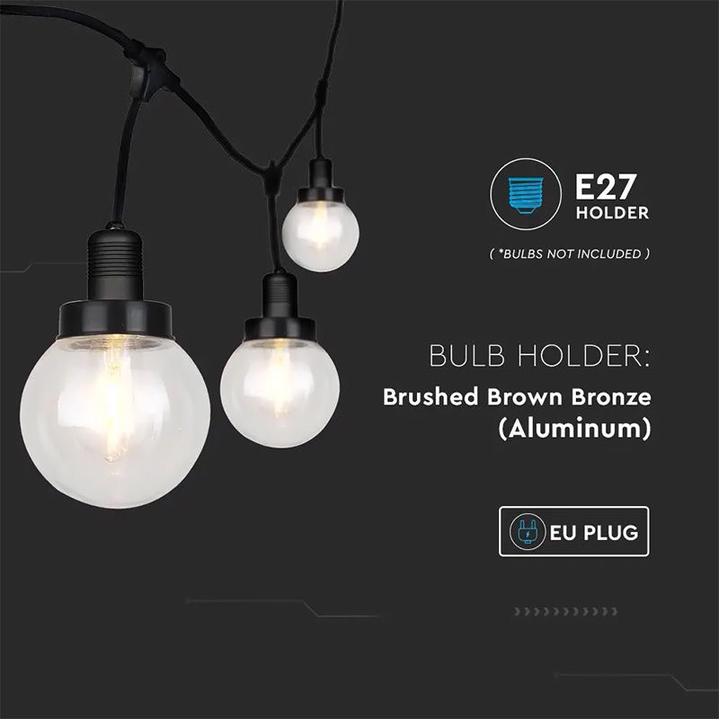 Șir iluminat festiv 3 m, 6 socluri E27, IP65, exterior, V-Tac SKU-8971