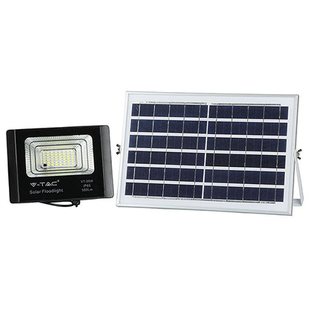 Reflector LED solar 12 W 6000 K cu panou solar și telecomandă V-Tac SKU-94006