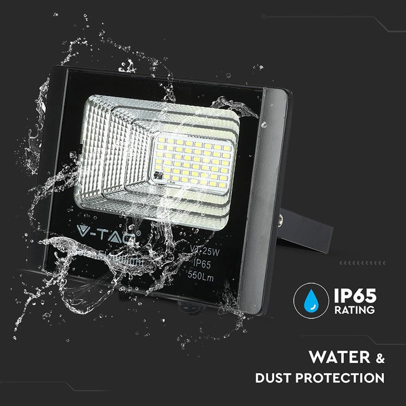 Reflector LED solar 12 W 6000 K cu panou solar și telecomandă V-Tac SKU-94006