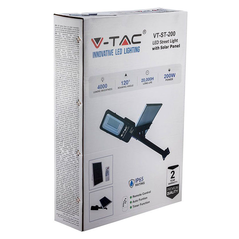 Corp iluminat stradal LED solar 50W 6000K, cu telecomandă, V-Tac SKU-95509