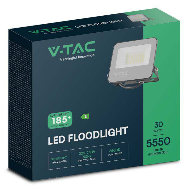 Reflector LED SMD 30W 185lm/W 6500K IP65 Samsung negru V-Tac SKU-9891