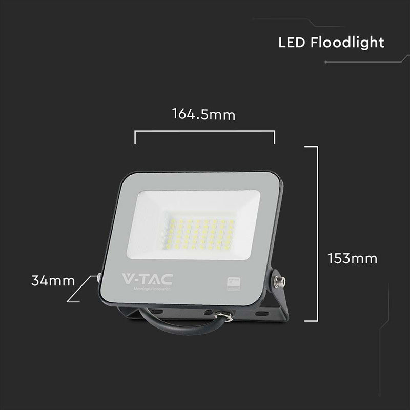 Reflector LED SMD 30W 185lm/W 6500K IP65 Samsung negru V-Tac SKU-9891