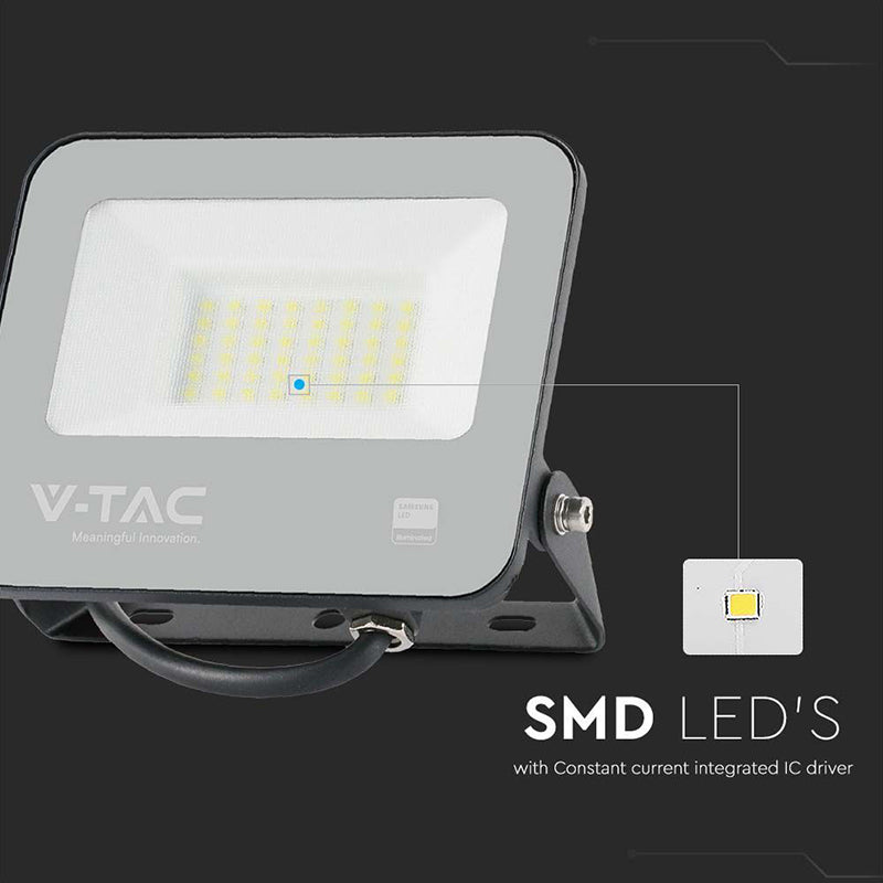 Reflector LED SMD 30W 185lm/W 6500K IP65 Samsung negru V-Tac SKU-9891