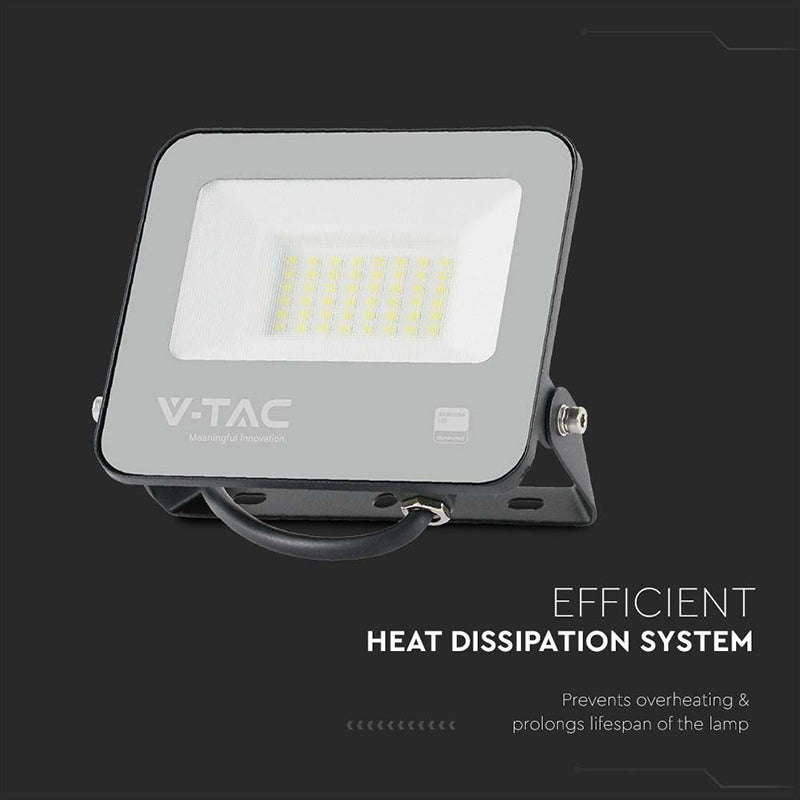 Reflector LED SMD 30W 185lm/W 6500K IP65 Samsung negru V-Tac SKU-9891