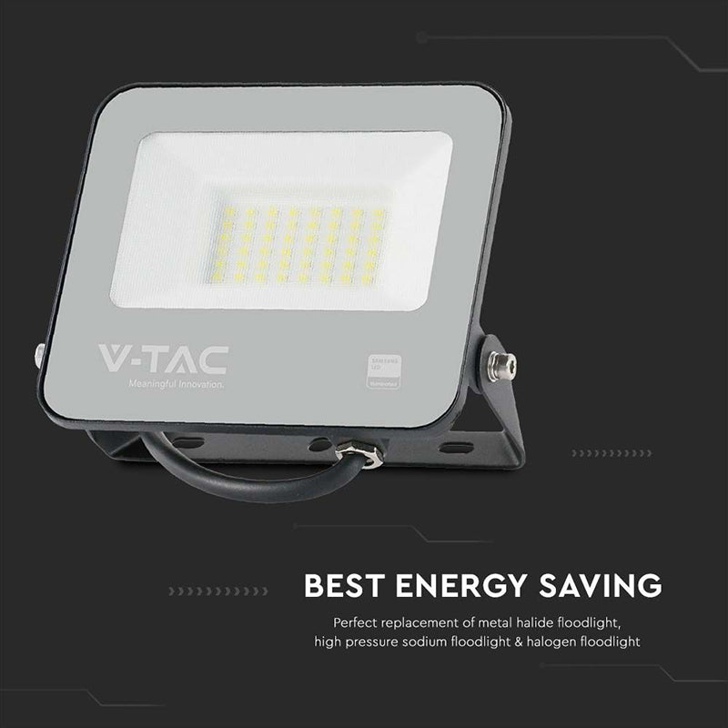 Reflector LED SMD 30W 185lm/W 6500K IP65 Samsung negru V-Tac SKU-9891