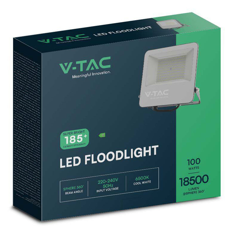 Reflector LED SMD 100W 185lm/W 6500K IP65 cip Samsung negru/gri V-Tac SKU-9895