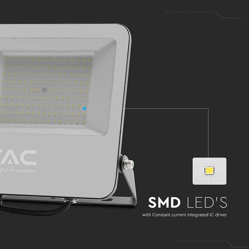 Reflector LED SMD 100W 185lm/W 6500K IP65 cip Samsung negru/gri V-Tac SKU-9895