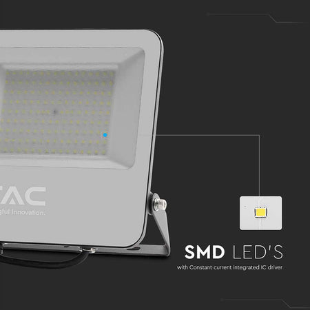 Reflector LED SMD 100W 185lm/W 6500K IP65 cip Samsung negru/gri V-Tac SKU-9895
