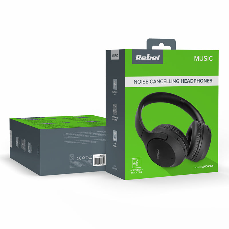 Căști audio Bluetooth ANC cu reducere zgomot, microfon, Rebel SLU0056A