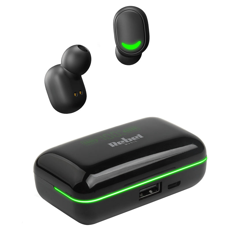Căști Bluetooth 5.0 cu microfon și afișaj LED, autonomie extinsă - Rebel SLU0062