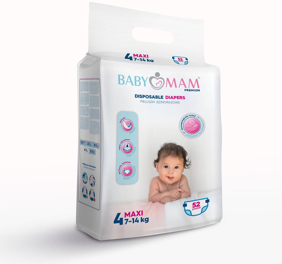 Scutece Bebelusi Unica Folosinta Babymam, Nr. 4, 52 Buc