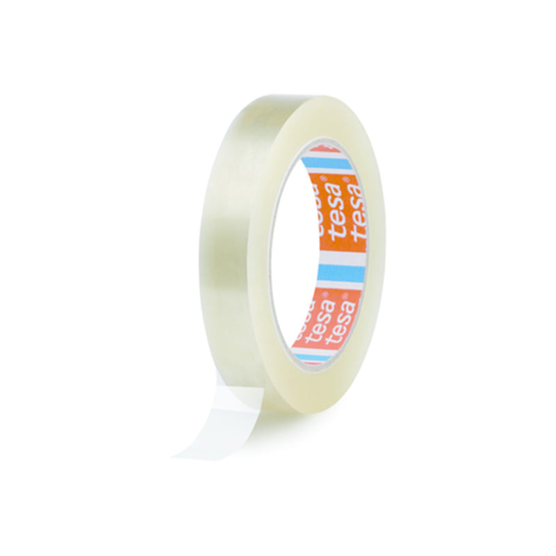 Bandă cauciucată ambalare 19 mm × 66 m transparent pentru sigilare cutii TESA T-04104-15