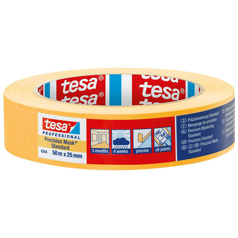 Bandă adezivă mascare 30 mm × 25 m, hârtie rezistentă, interior TESA T-04344-05
