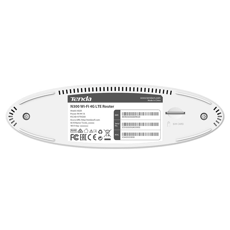 Router wireless N300 LTE, 4G/3G, până la 32 dispozitive, Tenda T-4G03