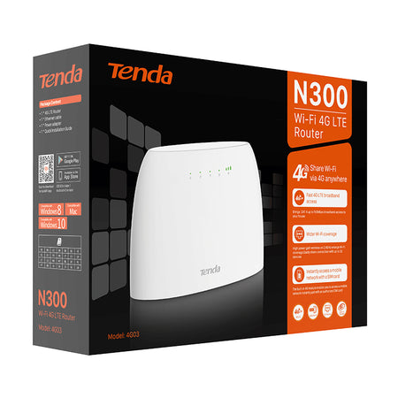Router wireless N300 LTE, 4G/3G, până la 32 dispozitive, Tenda T-4G03
