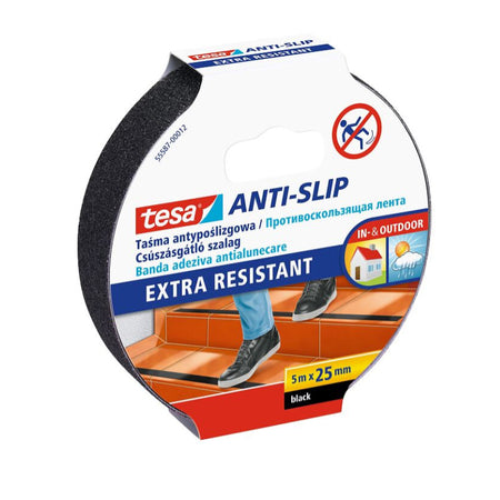 Bandă adezivă antiderapantă 25 mm × 5 m negru pentru baie TESA T-55587-12