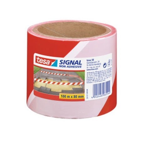 Bandă marcare 80 mm × 100 m roșu/alb, non adezivă, TESA T-58137-00