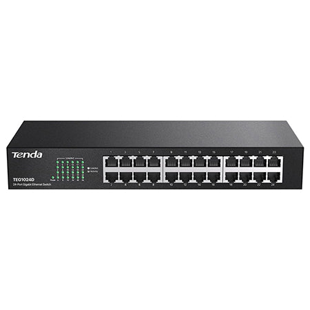 Switch 24 porturi Gigabit, montare rack, protecție trăsnet, Tenda T-TEG1024D