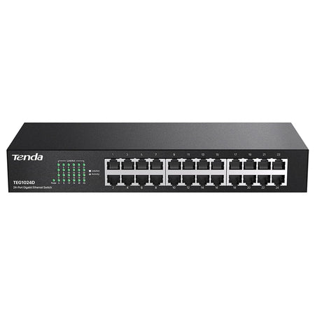 Switch 24 porturi Gigabit, montare rack, protecție trăsnet, Tenda T-TEG1024D