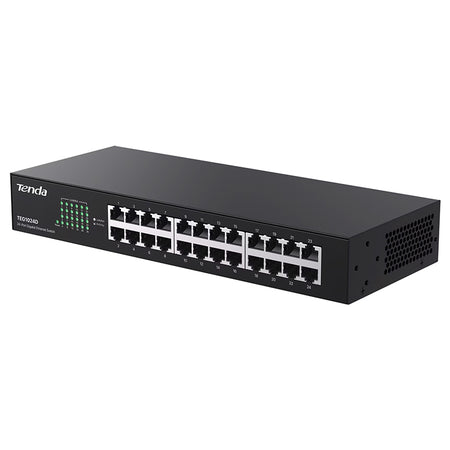 Switch 24 porturi Gigabit, montare rack, protecție trăsnet, Tenda T-TEG1024D