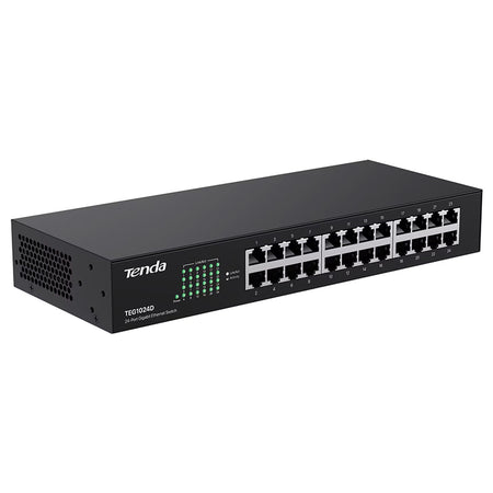Switch 24 porturi Gigabit, montare rack, protecție trăsnet, Tenda T-TEG1024D