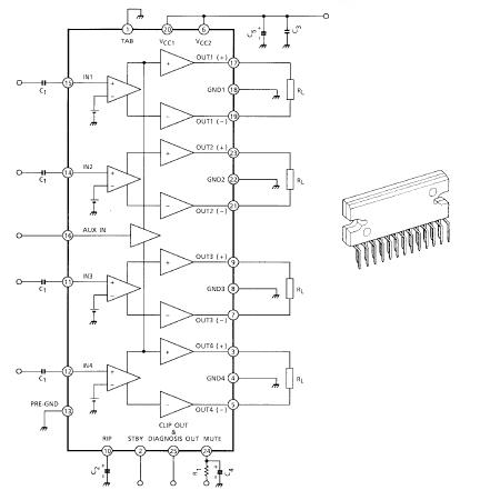 Amplificator audio 43 W BTL pe 4 canale TA8262 H