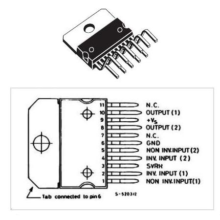 Amplificator audio stereo 2 × 10 W compact TDA2009A