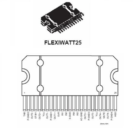 Amplificator audio pentru auto, 4×35 W quad punte TDA7384A