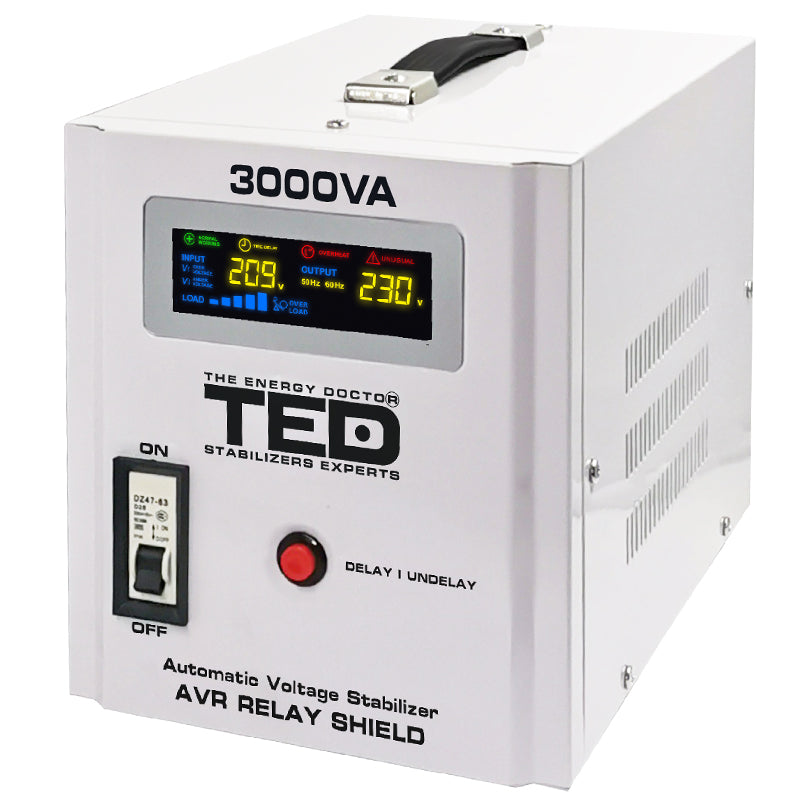 Stabilizator de tensiune automat AVR 3000 VA / 1800 W cu ieșire 230 V Ted Electric TED-AVR3000