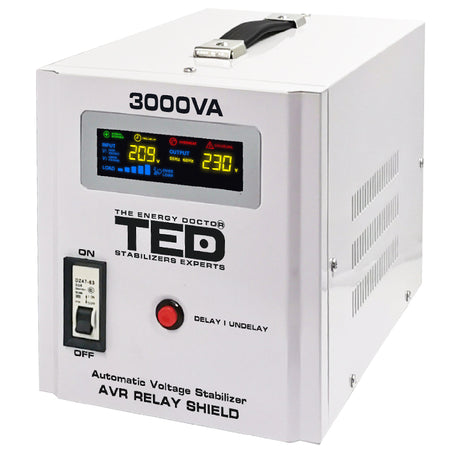 Stabilizator de tensiune automat AVR 3000 VA / 1800 W cu ieșire 230 V Ted Electric TED-AVR3000
