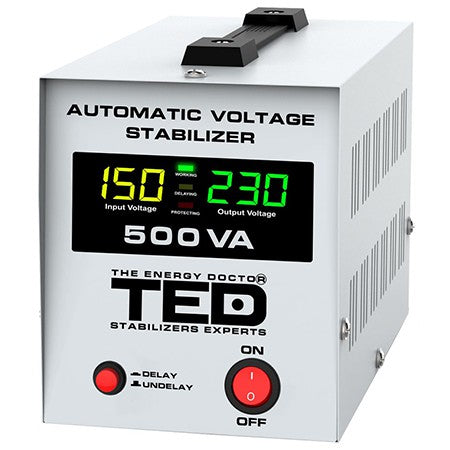 Stabilizator automat de tensiune AVR 500 VA / 300 W cu afișaj LCD Ted Electric TED-AVR500L