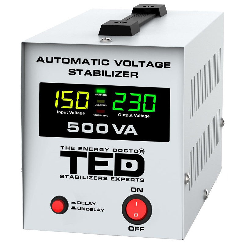 Stabilizator automat de tensiune AVR 500 VA / 300 W cu afișaj LCD Ted Electric TED-AVR500L