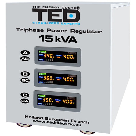 Stabilizator de tensiune trifazat cu servomotor 15 kVA / 12000 W Ted Electric TED-SVC15000
