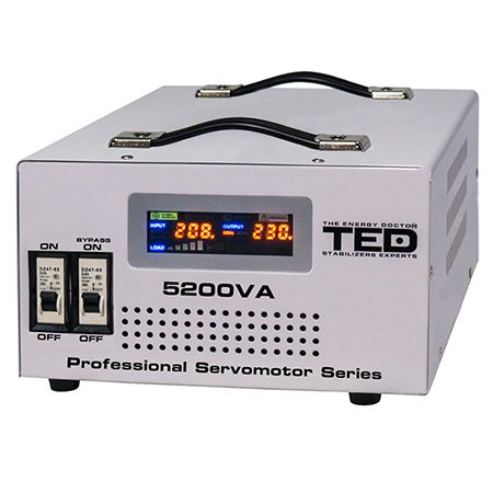 Stabilizator de tensiune automat cu servomotor 5200 VA / 3000 W cu ieșire 220 V Ted Electric TED-SVC5000