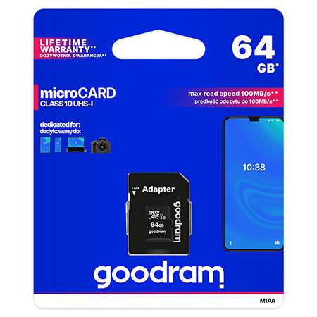 Card microSD 64 GB Clasa 10 UHS-I cu adaptor Goodram TGD-M1AA0640R