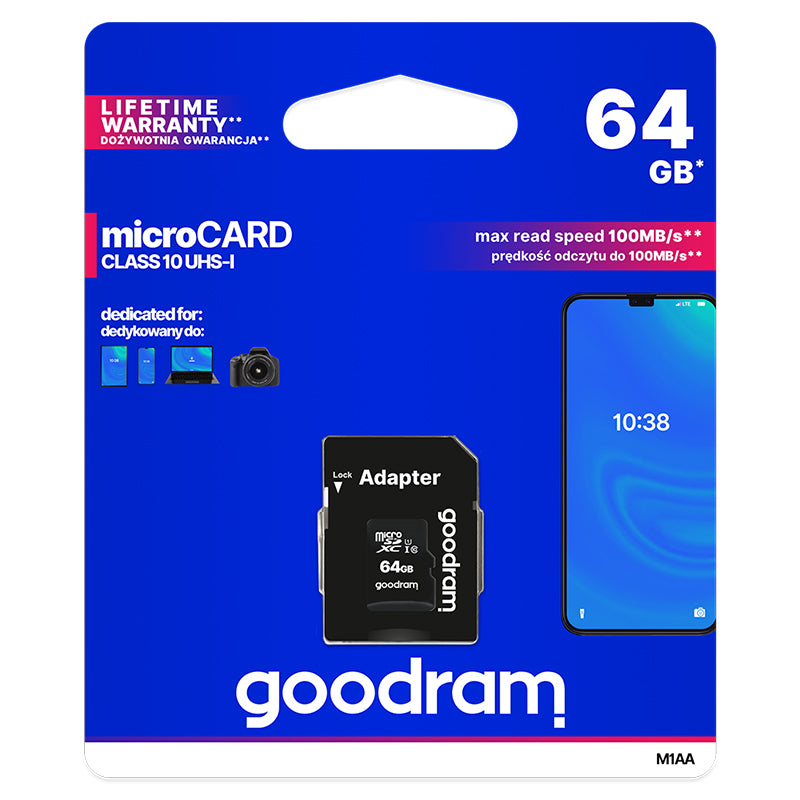 Card microSD 64 GB Clasa 10 UHS-I cu adaptor Goodram TGD-M1AA0640R