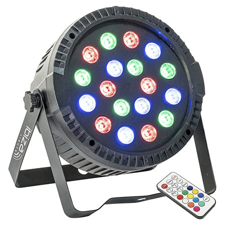 Proiector PAR LED RGB 18 × 1 W, DMX, telecomandă, Ibiza Light THINPAR-18X1W