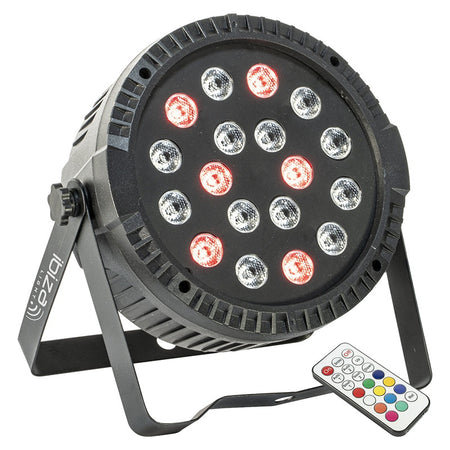 Proiector PAR LED RGB 18 × 1 W, DMX, telecomandă, Ibiza Light THINPAR-18X1W