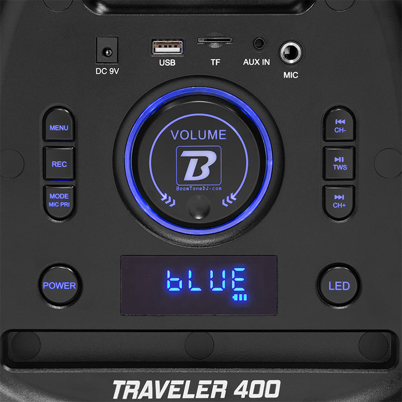 Boxă portabilă 2×8''/20 cm, Bluetooth, USB/SD, 400 W, BoomTone DJ TRAVELER400