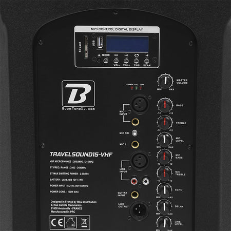 Boxa Portabila 15''/38cm + Tweeter 350w Bt/usb/fm/sd + 2mic Vhf