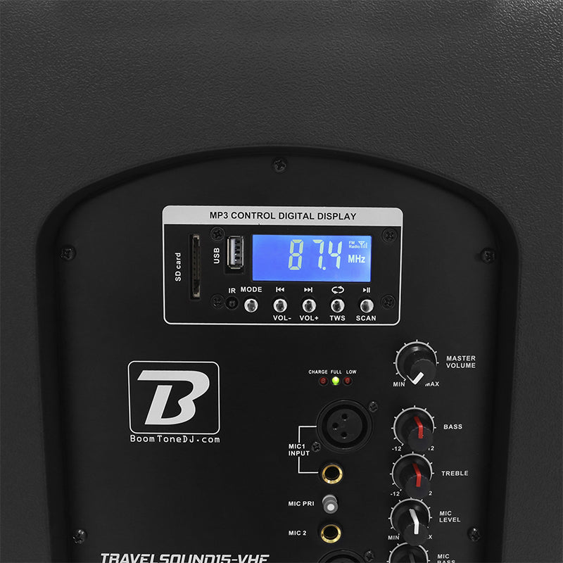 Boxa Portabila 15''/38cm + Tweeter 350w Bt/usb/fm/sd + 2mic Vhf